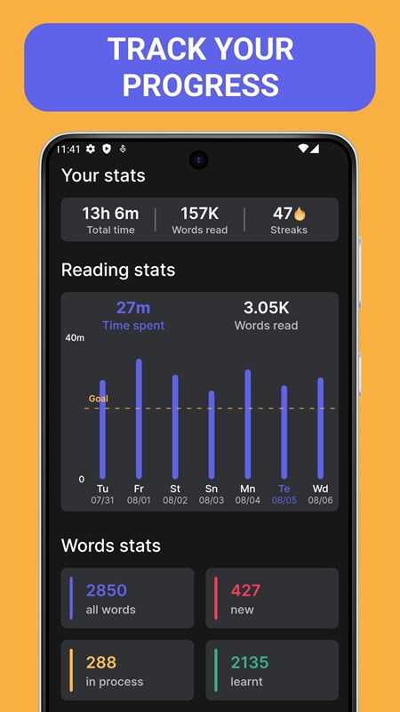 Track your learning progress accurately in Bookvo MOD APK