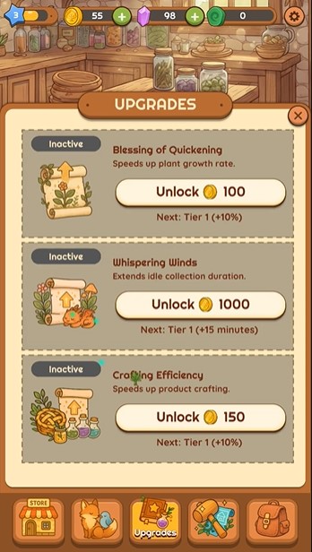 Upgrade some items to complete it quickly in Evergrove Idle MOD APK