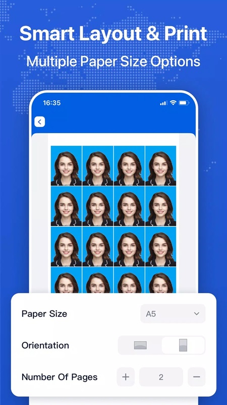 Customize and change print page and layout options in PhotoID MOD APK