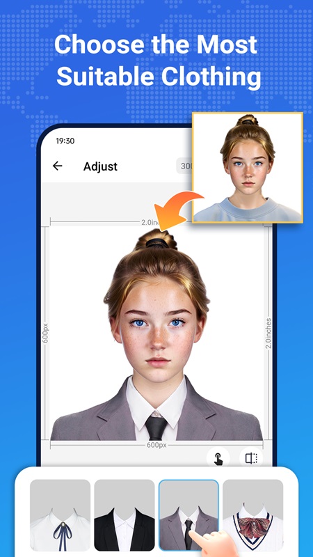 Easily choose and change outfits to your liking in Passport Photo MOD APK