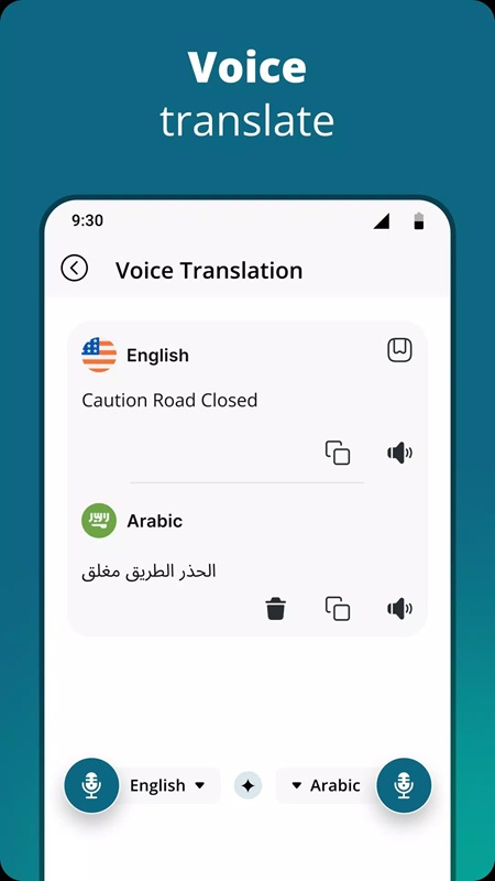 Use microphone to translate voice faster in Speak & Translate all Language MOD APK