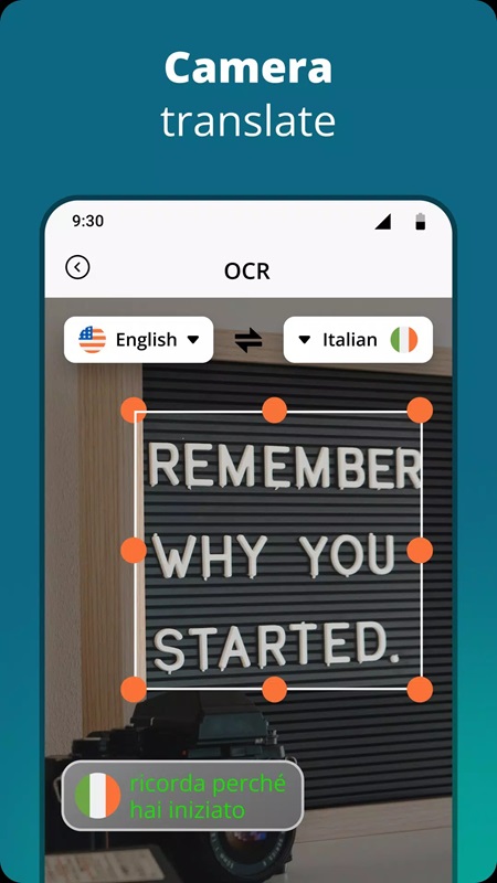 Fast and convenient camera translation feature in Speak & Translate all Language MOD AP