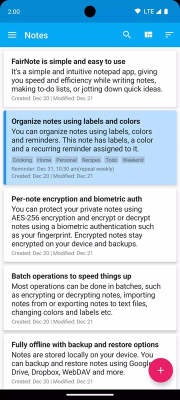Set up simple notes to support daily work in FairNote MOD APK