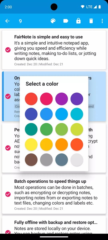 Choose from a variety of colors to highlight your notes in FairNote MOD APK