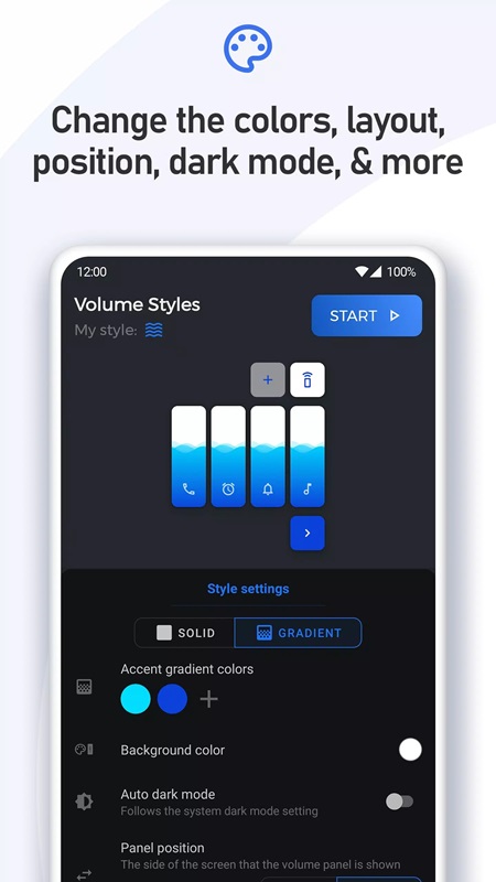 Freely change the display interface of the control panel and slider in Volume Styles MOD APK