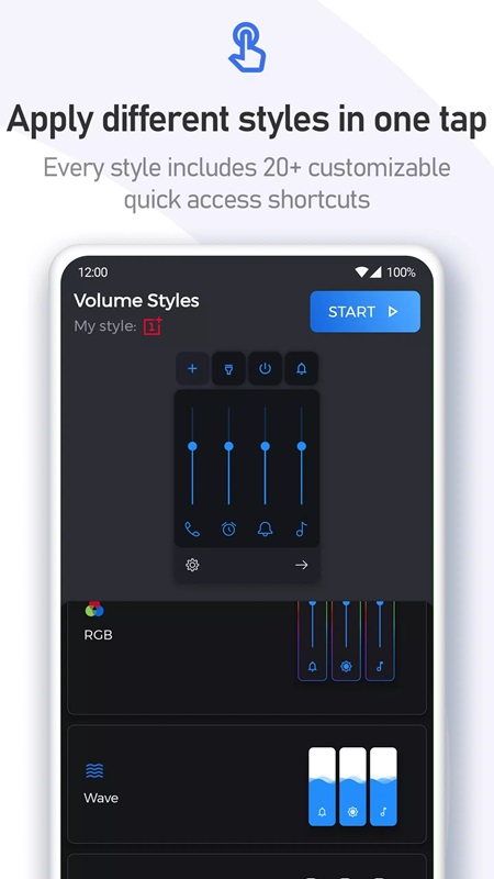 Choose the display style of the control panel to your liking in Volume Styles MOD APK