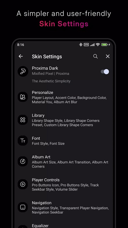 Customize some settings in Proxima MOD APK