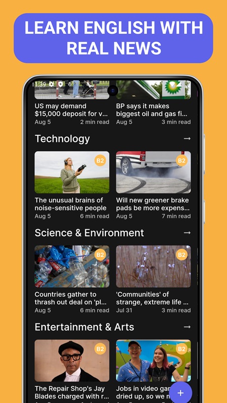 Select and follow the latest news in Bookvo MOD APK