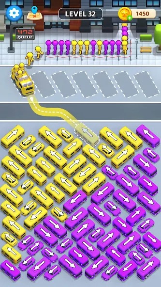 Coordinate the cars to the pickup location in Car Jam MOD APK