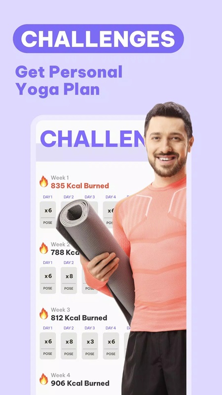 Build personal workout plans and challenges in Daily Yoga MOD APK