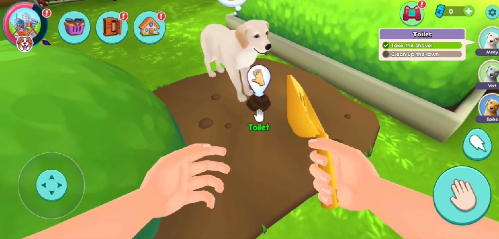 Clean up the poop your dog makes in Dog Simulator MOD APK