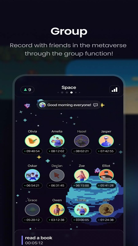 Access groups to do time management with friends in Dote Timer MOD APK