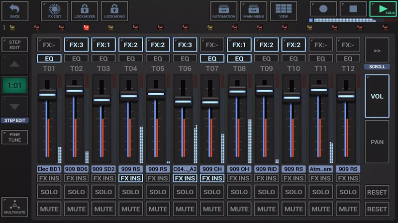 Easily adjust effects when composing music in G-Stomper Studio MOD APK