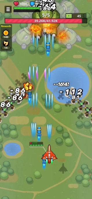 Attack enemy fighter planes in Galaxy Wing Zero MOD APK