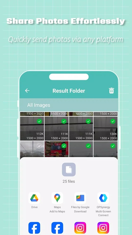 Share compressed photos to social networking platforms in LitPhoto MOD APK