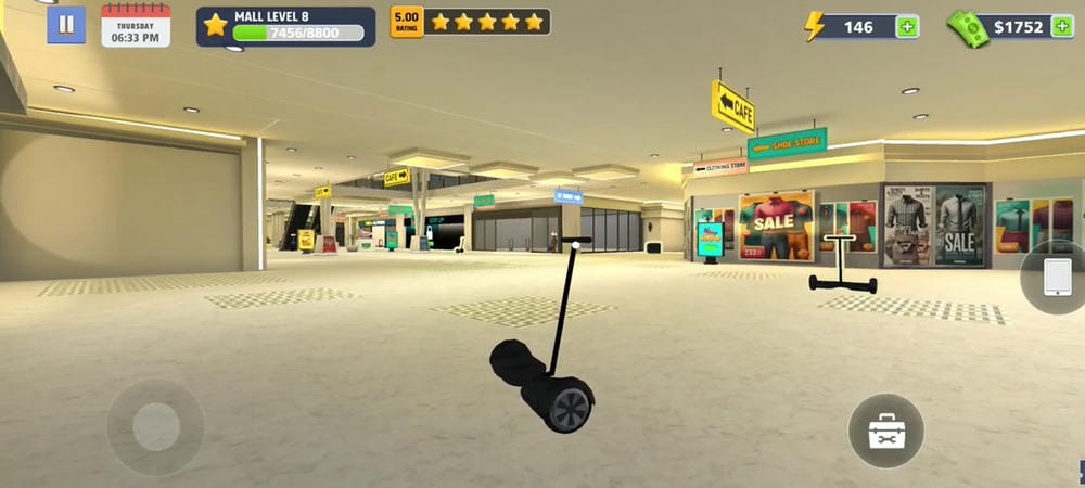 Start cleaning up to prepare for opening a new store in Mall & Fast Food Simulator 3D MOD APK