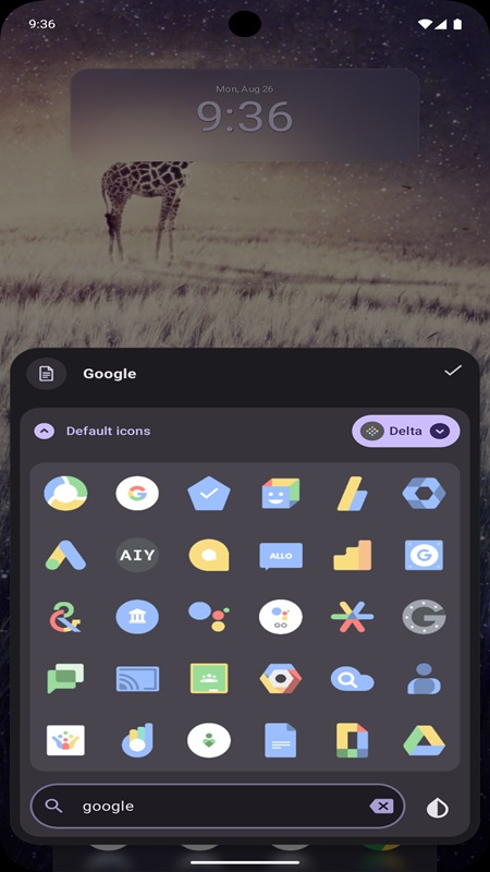 Customize the icons you want in Octopi Launcher MOD APK
