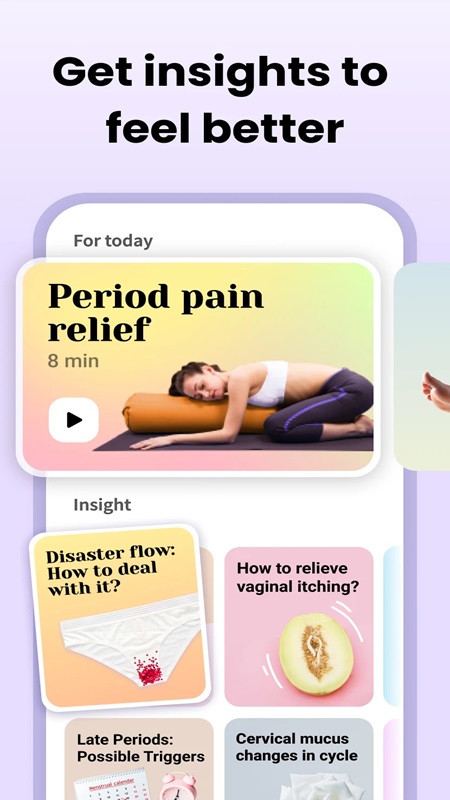 Follow health care guides in Period Calendar Period Tracker MOD APK
