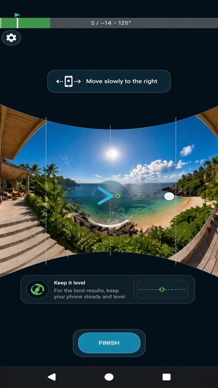 Follow the detailed instructions when taking photos in PhotoF Panorama MOD APK