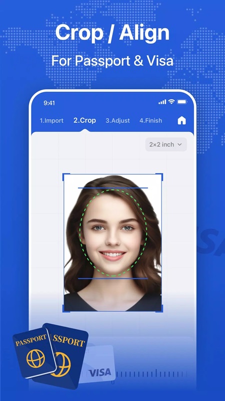 Customize the size and position of your face as you wish in PhotoID MOD APK