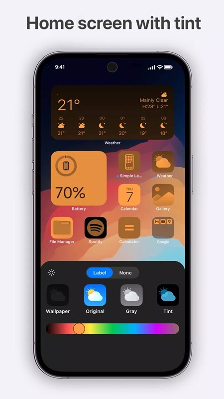 Customize the display color scheme of the interface to your liking in Simple Launcher MOD APK