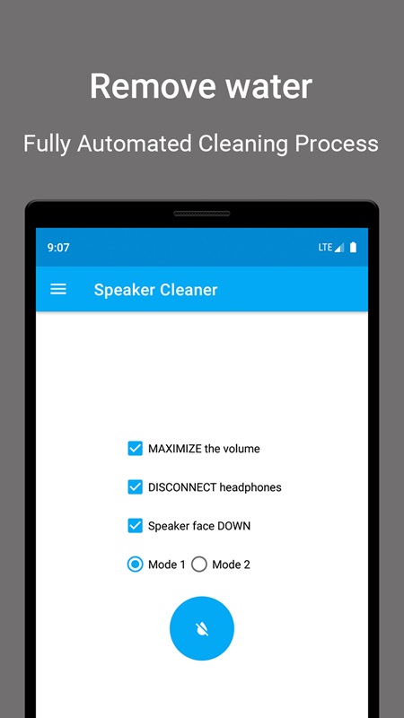 Select the mode and speaker to clean in Super Speaker Cleaner MOD APK