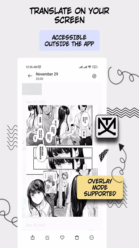 Feel free to translate your favorite manga right on the screen in Manga Translator MOD APK