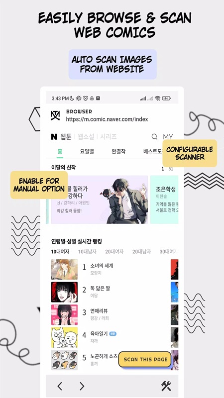 Easily browse and scan stories from websites in Manga Translator MOD APK