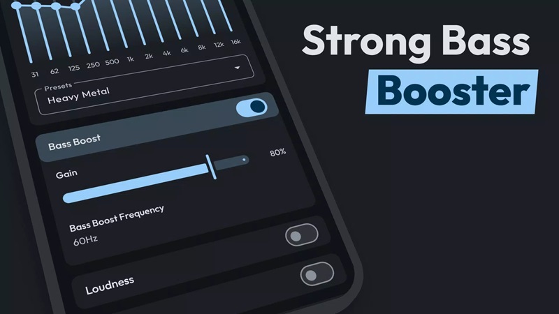 Adjust the bass booster to the appropriate parameters in Flow Equalizer MOD APK