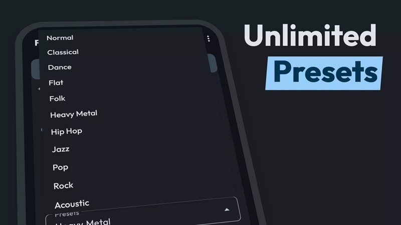 Choose the sound genre that suits your taste in Flow Equalizer MOD APK