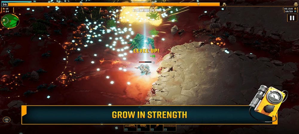 Collect resources to unlock new weapons in Deep Rock Galactic Survivor MOD APK