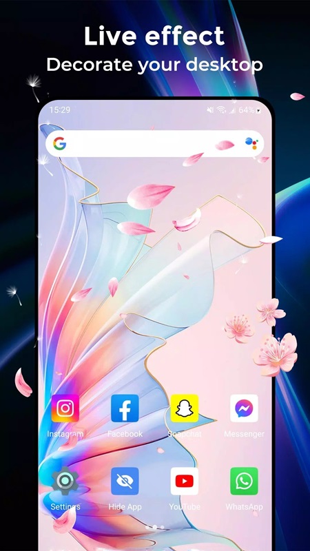 Experience unique effects directly on your phone screen in Newer Launcher 2025 launcher MOD APK