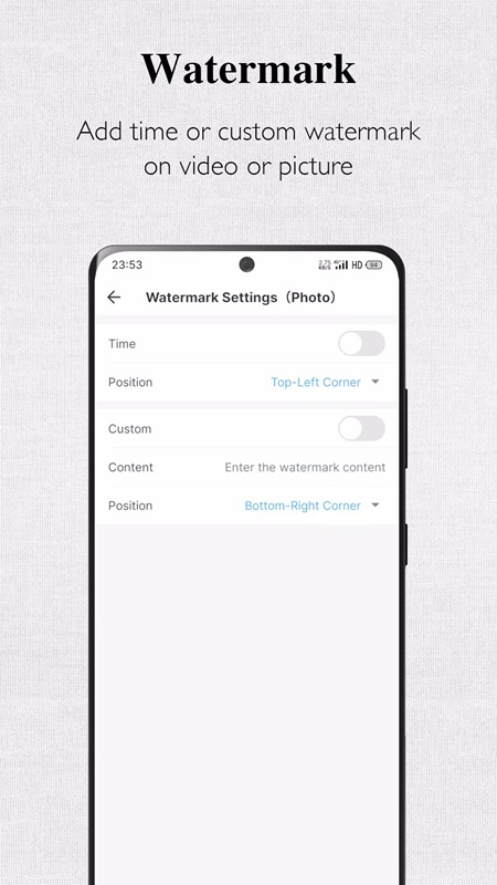 Add custom time and watermark to videos in Background Camera MOD APK