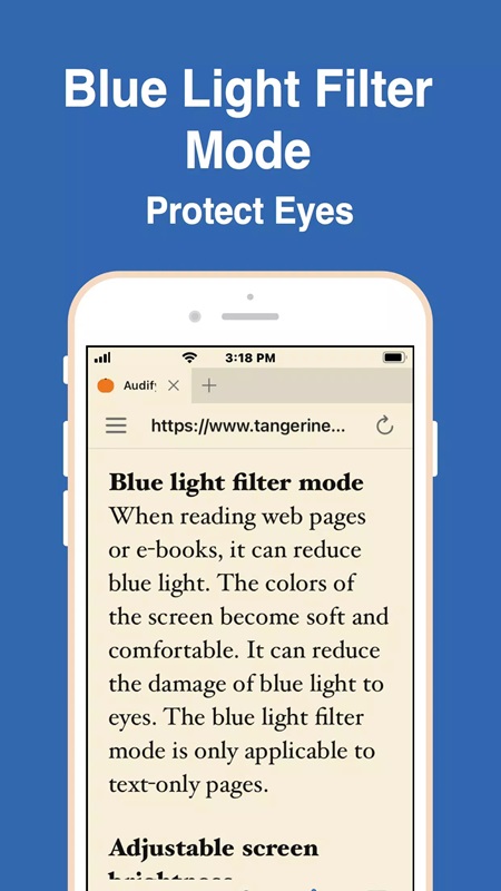 Customize reading mode to suit lighting conditions in Audify read aloud web browser MOD APK