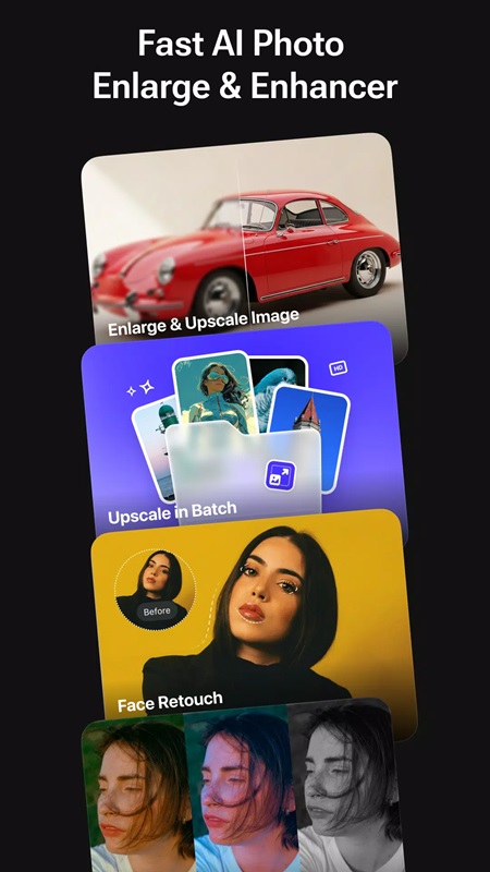 The image quality enhancement tool makes the image sharper in AI Enlarger MOD APK