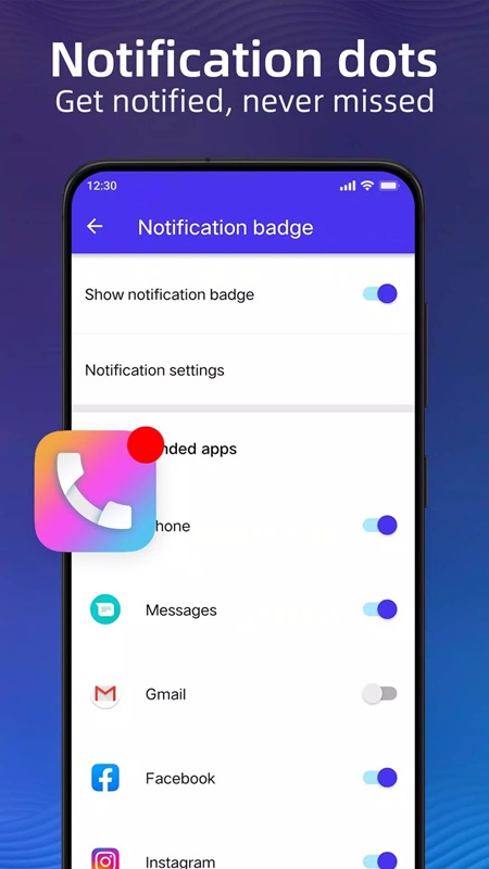 Set up notification dot display feature in Pie Launcher version 2025 MOD APK