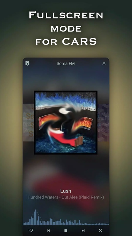 Activate full-screen mode specifically for cars in Chillout & Lounge music radio MOD APK