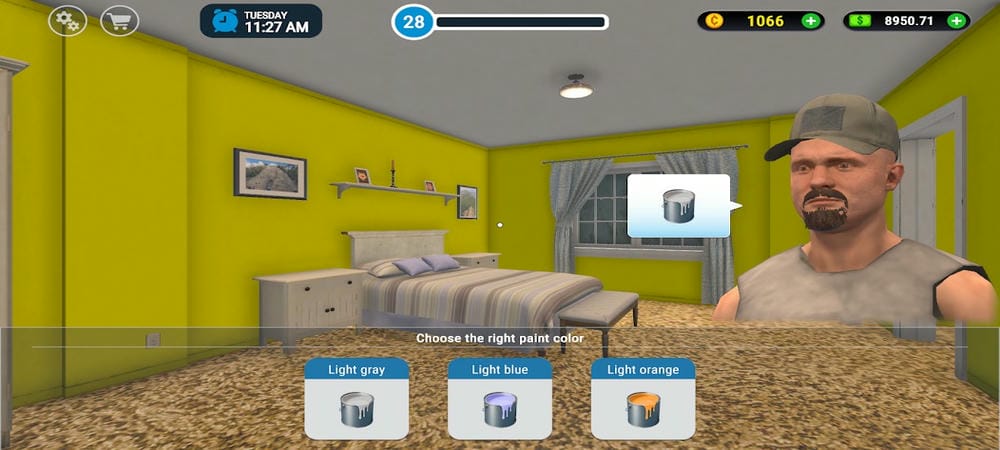 Use the items you sell to change for customers in Home Design Simulator MOD APK