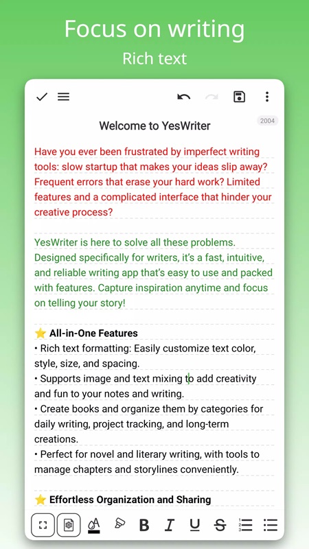 Create notes with different colors in YesWriter MOD APK
