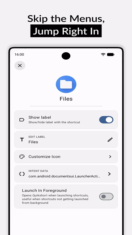 Customize shortcut names and display icons in Quikshort MOD APK