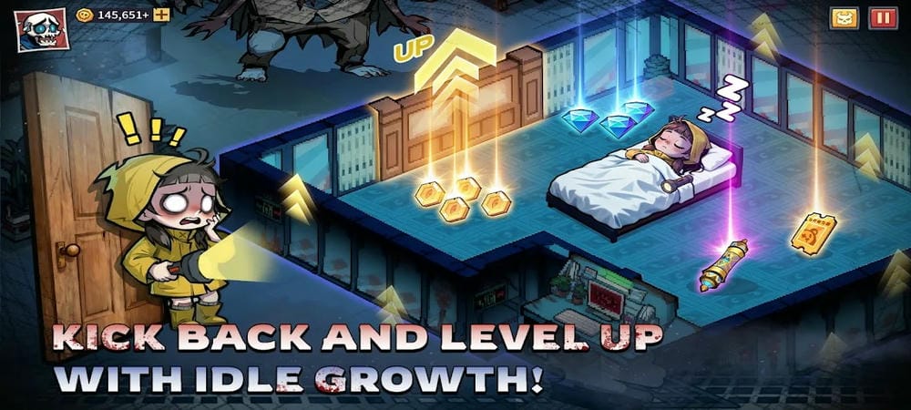 Upgrade your room to make it more secure in Haunted Room Sleep Survivor MOD APK