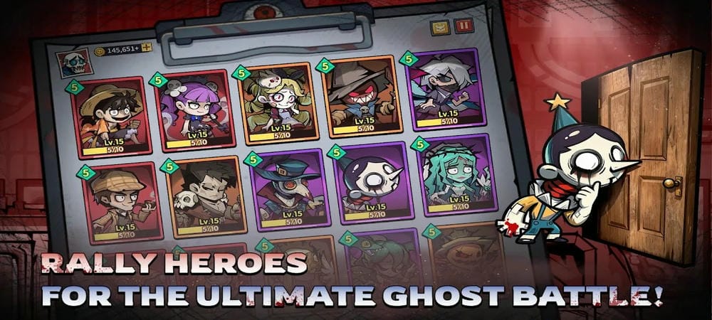 Many powerful heroes for players to use in Haunted Room Sleep Survivor MOD APK