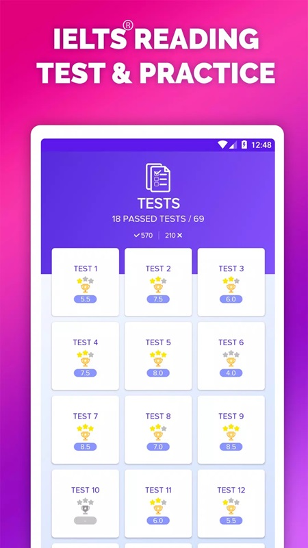 Improve your reading comprehension skills with tests in IELTS Reading Tests MOD APK