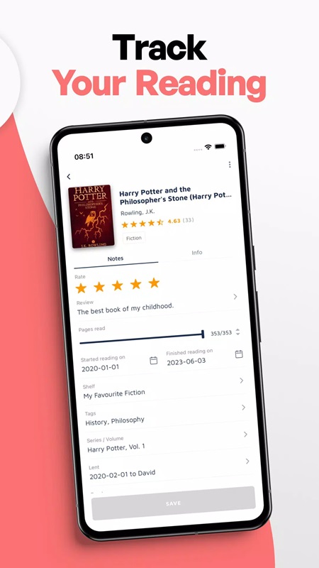 Create personalized reading goals in Bookshelf MOD APK