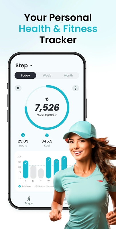 Set a goal to conquer the number of steps to complete each day in Pedometer App MOD APK