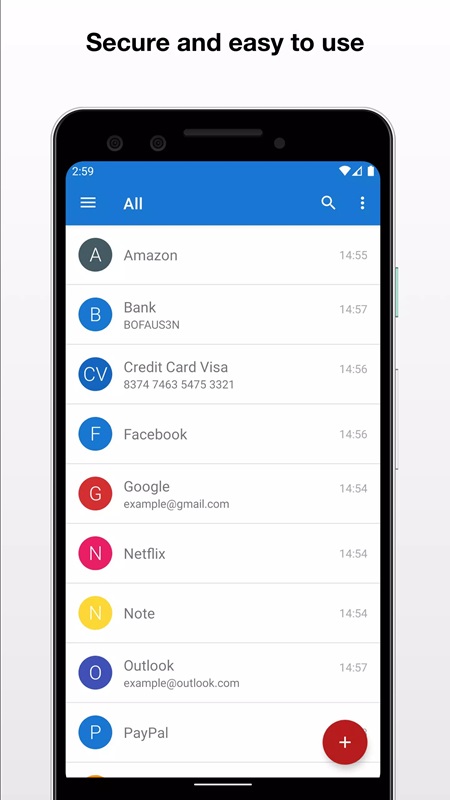 Simple interface makes it easy to search and customize data in My Passwords Manager MOD APK