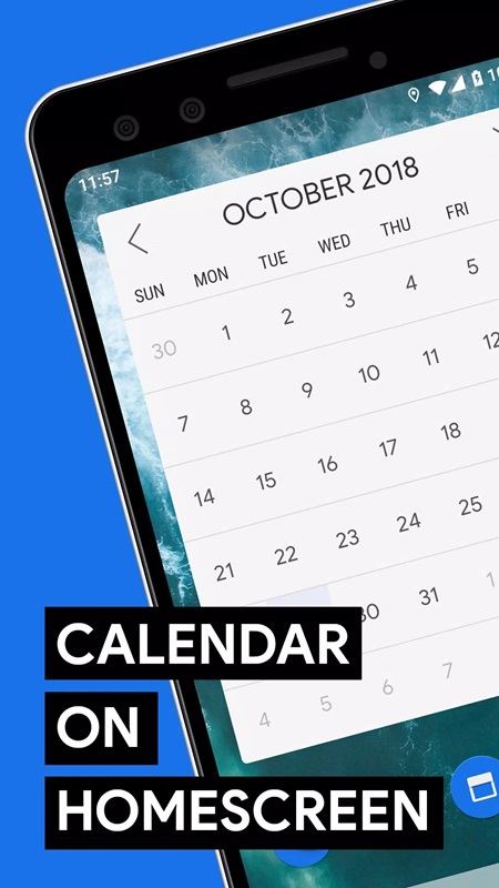 Move the calendar widget to the device's home screen in Month MOD APK