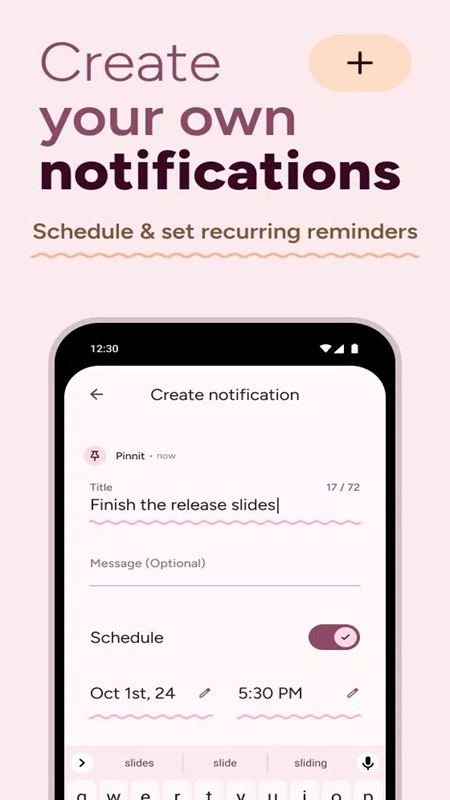 Create reminders and track notifications in Pinnit MOD APK