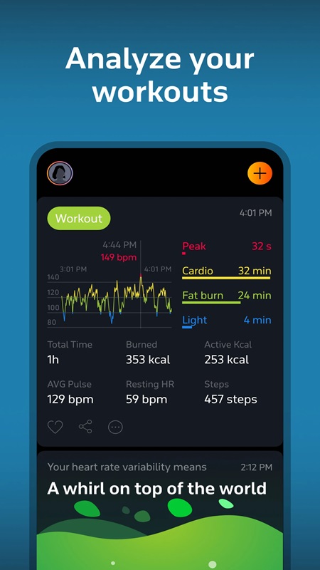 Analyze exercise metrics during workouts in Welltory MOD APK