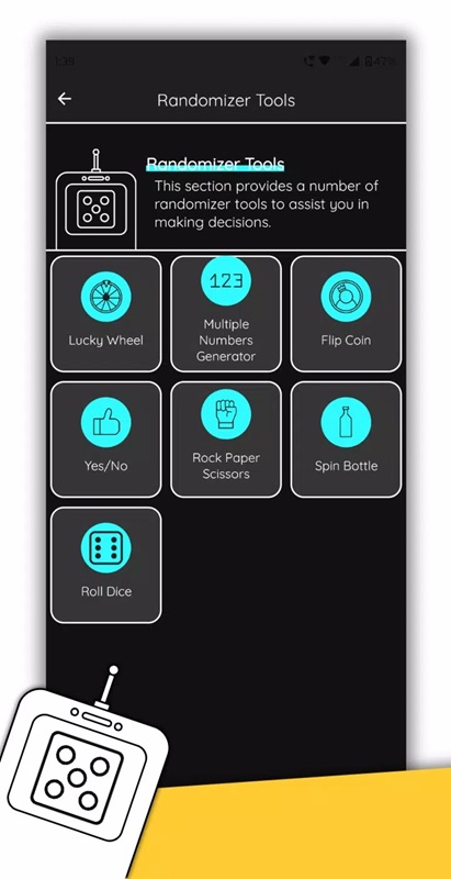 Discover more random tools to help you make quick decisions in Tooly MOD APK